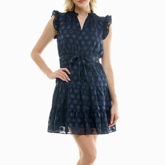 NWT Nicole Miller Sz 4 FREYA CIRCLE JACQUARD CHIFFON MINI DRESS org $189 - Picture 1 of 3
